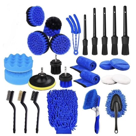 סט טיפוח לרכב פרימיום בצבע כחול – 27 חלקים