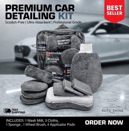 ערכת ניקוי לרכב ממיקרופייבר, 11 חלקים